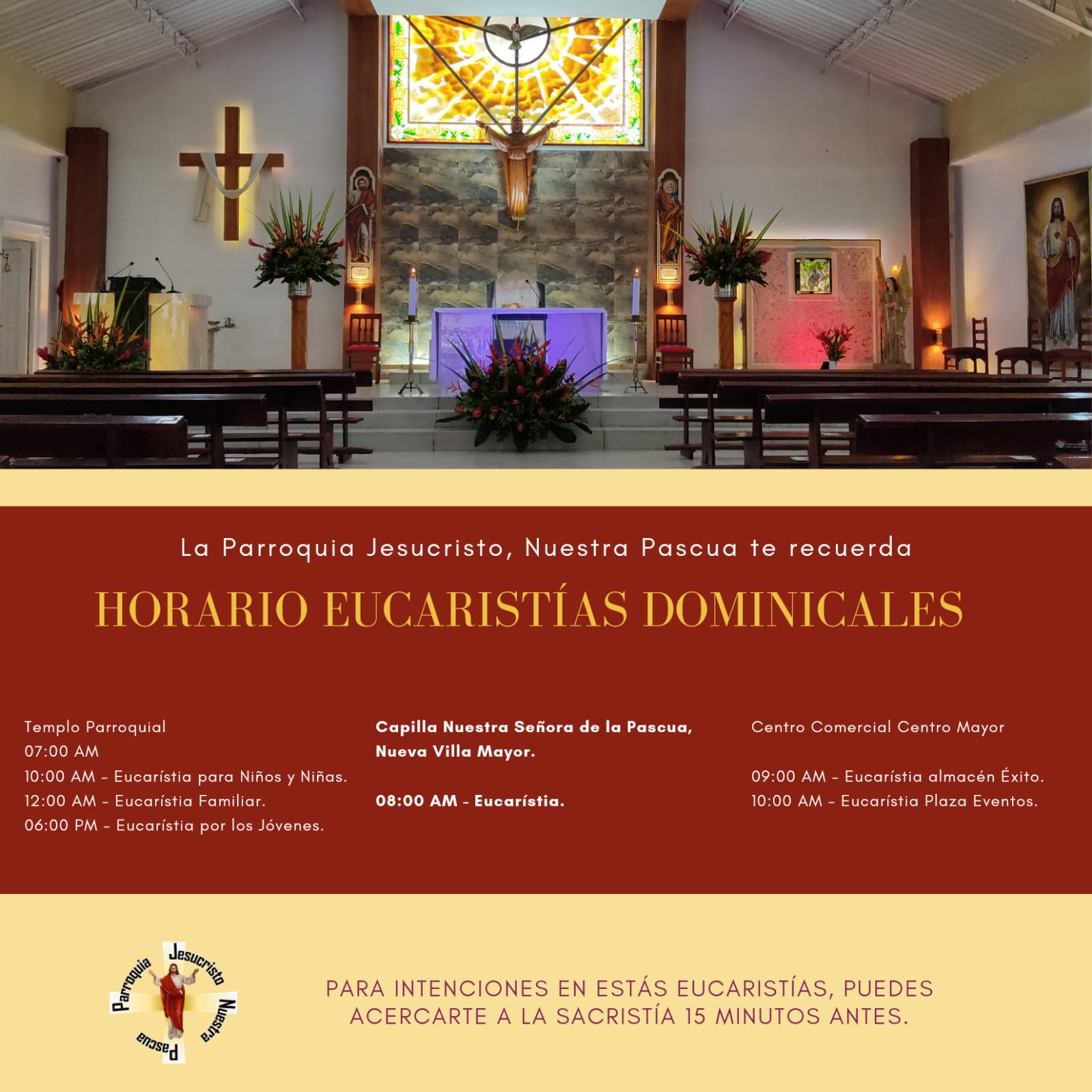 Horarios Eucaristías Dominicales